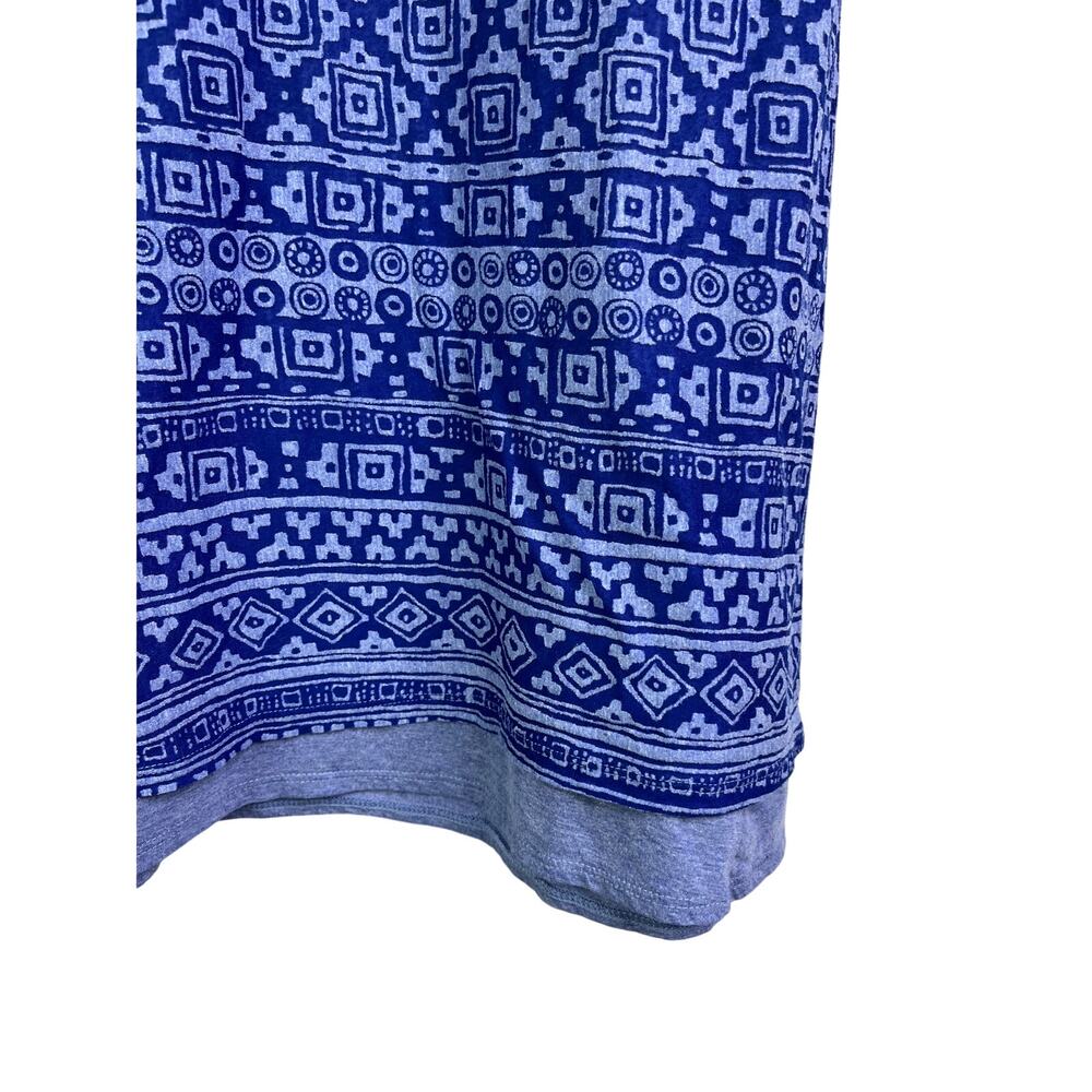 Athleta Dhara Dress Women M Blue Cotton Geometric Cap Sleeve VNeck Summer Casual - Picture 8 of 10